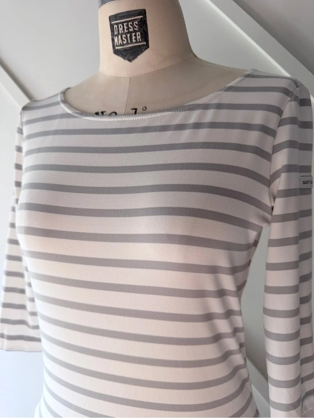 Saint James Breton Stripe Top NWT Size 4 White Grey French Sailor Shirt - Picture 4 of 13